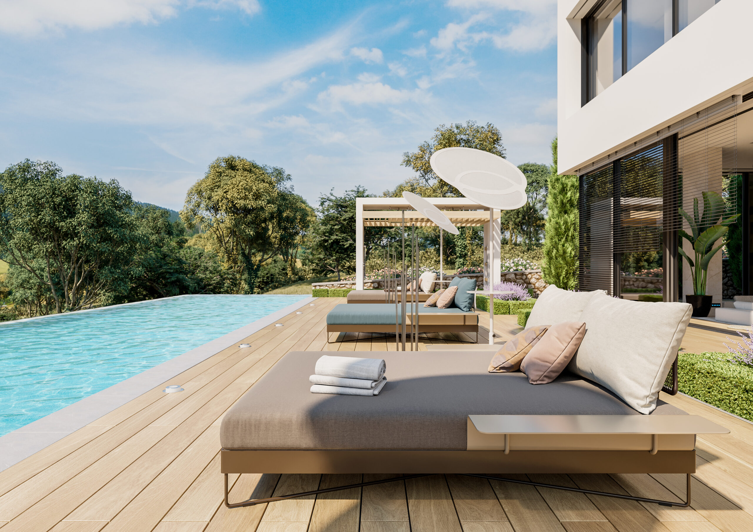 Piscine con solarium